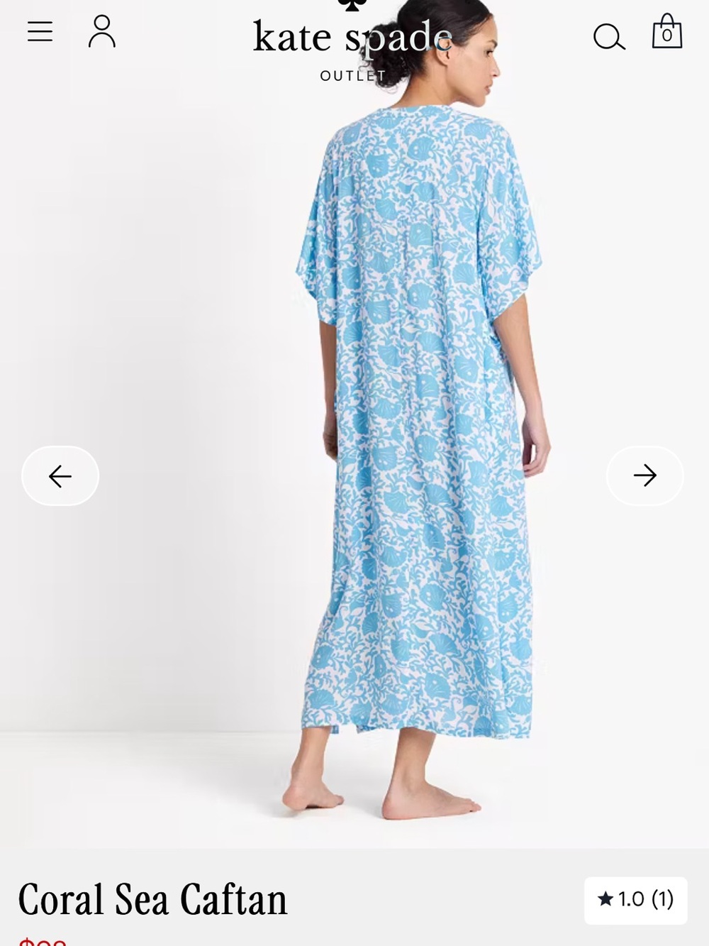 Kate Spade Light Blue Floral Caftan-L/XL - Picture 2 of 6